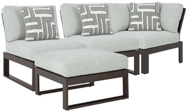 Signature Design by Ashley® Beachloft 4-Piece Black/Gray Aluminum/Fabric Outdoor Modular Sectional-0