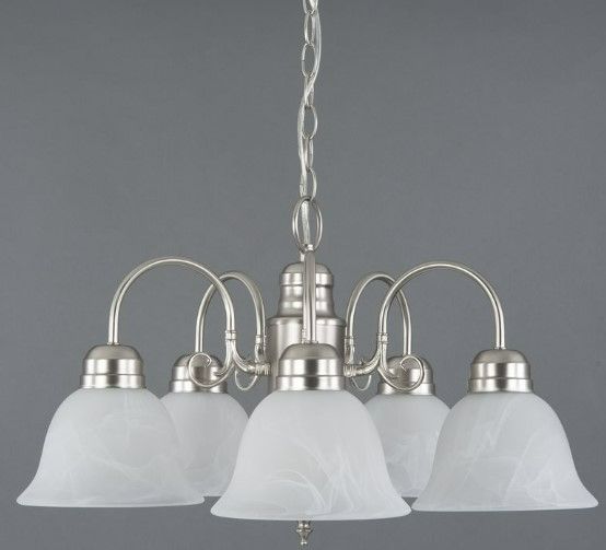YHD Manzanita Satin Nickel/White 5-Light Chandelier-2