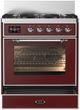 Ilve® Majestic III 30" Burgundy Pro Style Dual Fuel Natural Gas Range with Triple Glass Door and Chrome Trim-1
