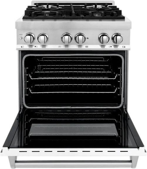 ZLINE 30" Stainless Steel Pro Style Dual Fuel Range with White Matte Door-1