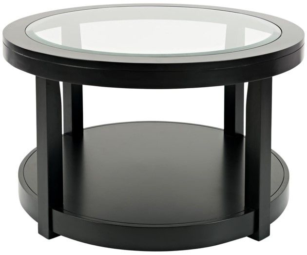 Jofran Inc. Urban Icon Glass Top Round Coffee Table with Black Base-2