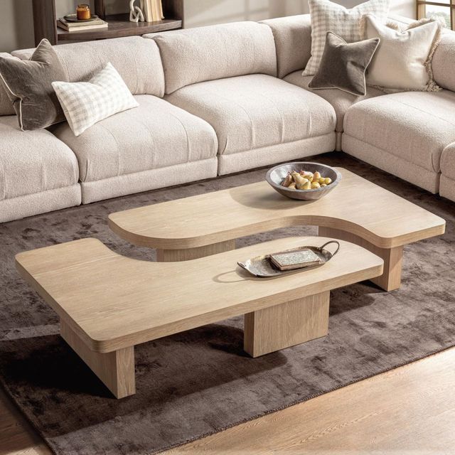 Classic Home Melina 2-Piece Coastal Drift 71" Coffee Table-1