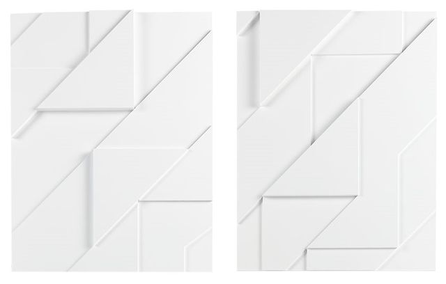 Olliix by Madison Park Geo Angles 2 Pieces White Carved Wall Panel Set-0