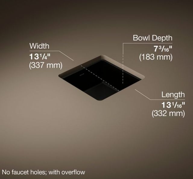 Kohler Verticyl® Black 13" Square Undermount Bathroom Sink-3