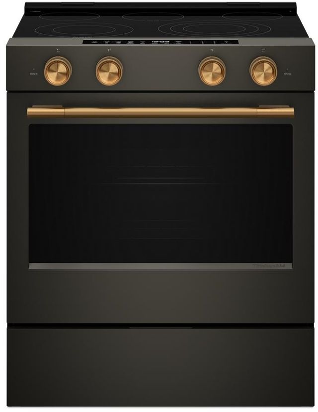 KitchenAid® 30" Black Stainless Steel Glass Top Slide-In Electric Range-3