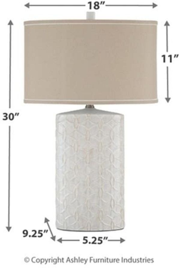 Signature Design by Ashley® Shelvia Ceramic Antique White Table Lamp-1