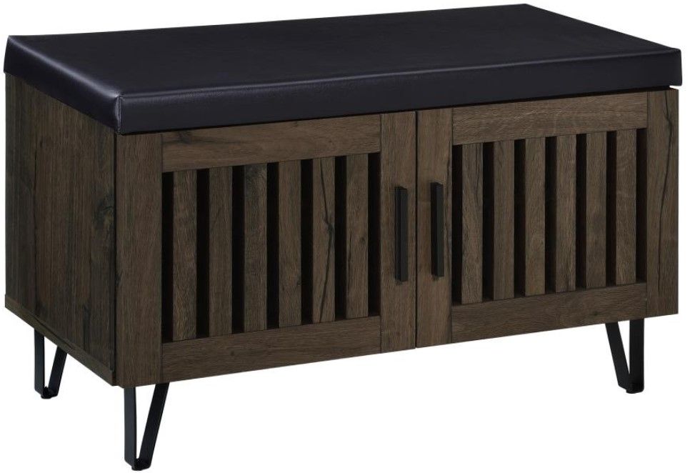 Coaster® Brixton Black/Smoked Oak Entryway Shoe Storage Bench