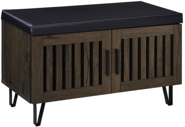 Coaster® Brixton Black/Smoked Oak Entryway Shoe Storage Bench-0