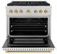 ZLINE Autograph Edition 36" Satin Stainless Steel Pro Style Gas Range with White Matte Door and Polished Gold Accents-1