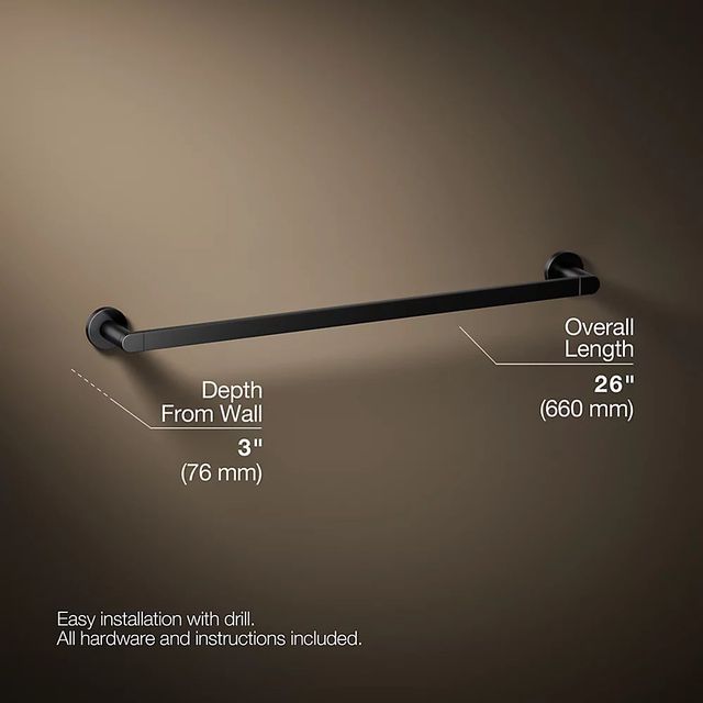 KOHLER® Composed® Matte Black 24" Towel Bar-4