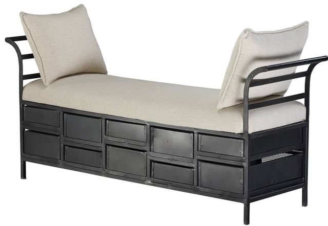 Jaipur Furniture Banning Beige/Black Storage Bench-2