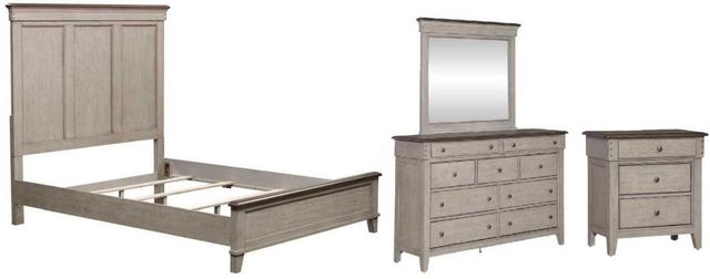 Liberty Furniture Ivy Hollow 4-Piece Dusty Taupe/Weathered Linen Queen Panel  Bedroom Set-0