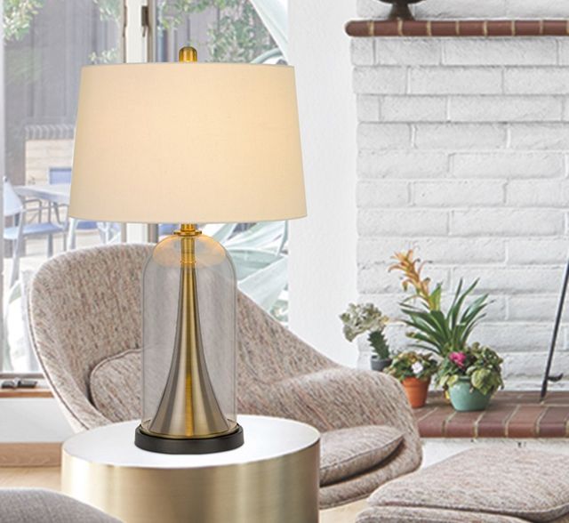 Cal® Lighting & Accessories Camargo Glass/Antique Brass Table Lamp-1