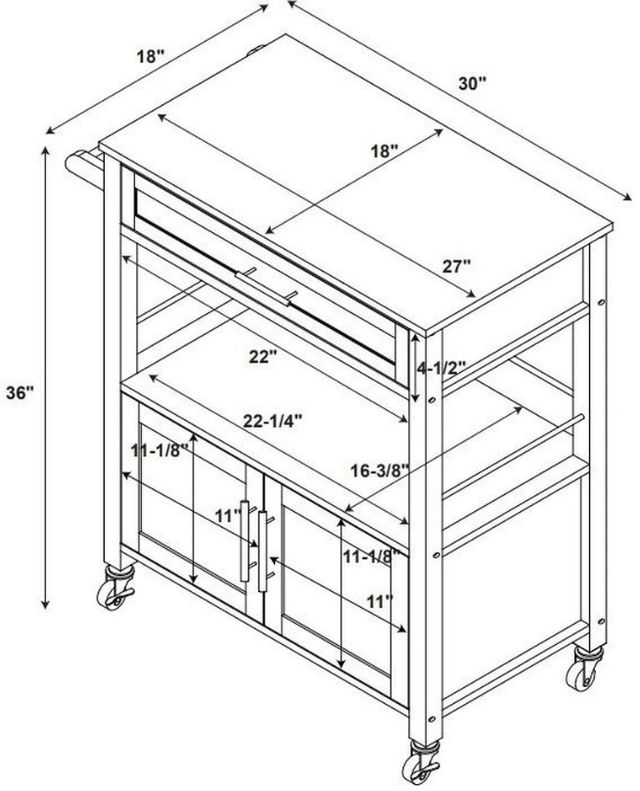 Linon Cameron White Kitchen Cart with Granite Top-2