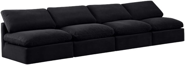 Meridian Furniture Indulge 4-Piece Black Armless Velvet Sofa-0