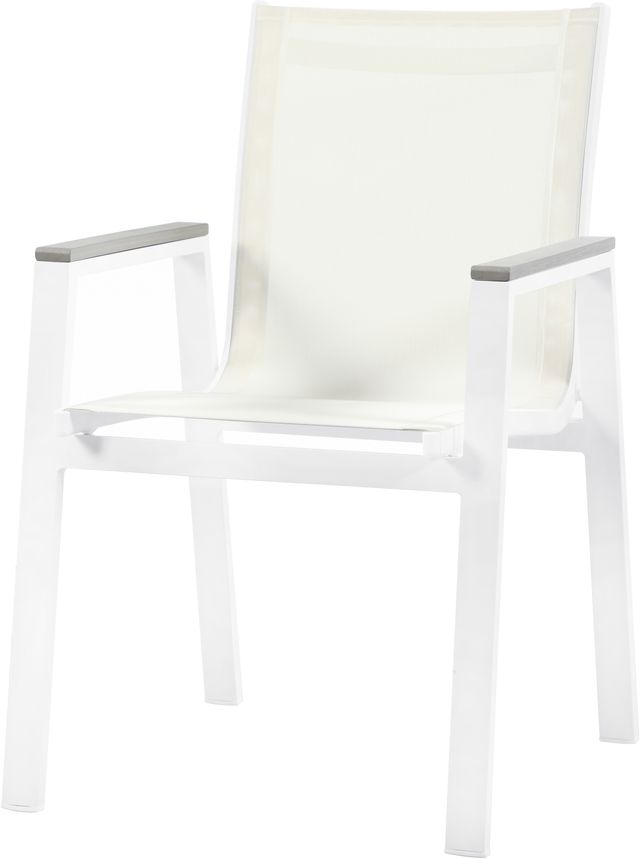 Meridian Furniture Nizuc 2-Piece White Outdoor Patio Mesh Dining Arm Chairs-0
