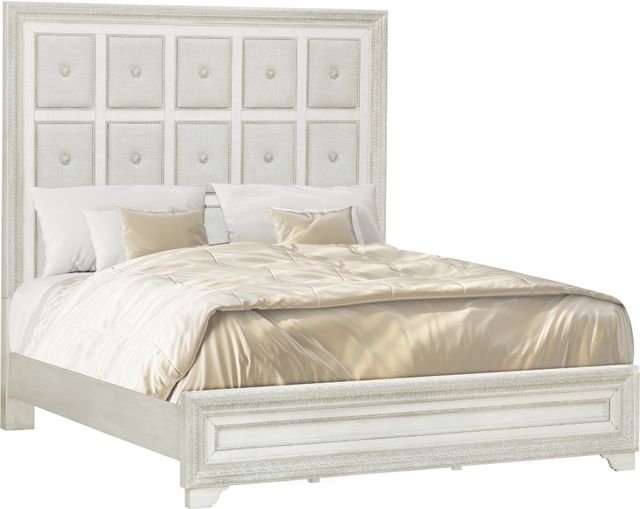 Pulaski™ Camila White California King Upholstered Panel Bed-0