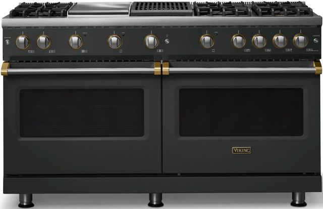 Viking® 5 Series 60" Antique Bronze Pro Style Gas (NG) Range with Brushed Brass Trim-0
