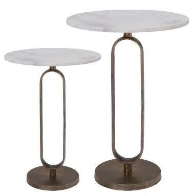 Renwil® Irene 2-Piece Natural White Nesting Table with Brass Base-0