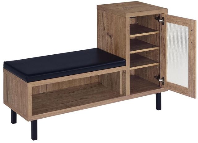 Coaster® Teller Black/Natural Oak Shoe Storage Bench-1