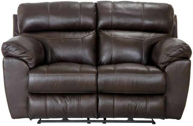 Catnapper® Costa Chocolate Lay Flat Leather Power Reclining Loveseat-1