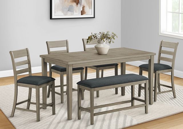 Monarch Specialties Inc. Antique Grey 72" Rectangular Counter Height Dining Table-1