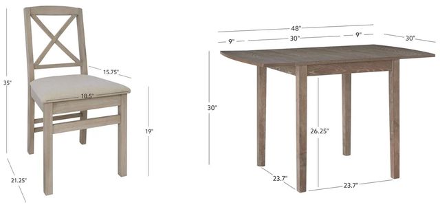 Linon Torino Gray Wash 3-Piece Drop Leaf Dining Table Set-2