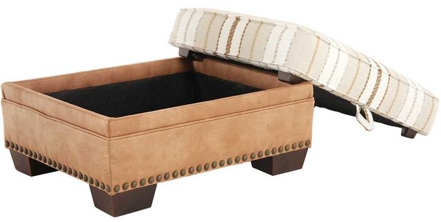 Marshfield Furniture Emerson Brown/Gray/White Storage Ottoman-1