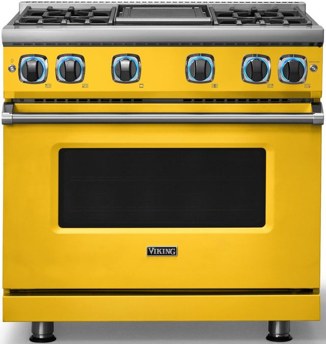 Viking® 7 Series 36" Daffodil Pro Style Liquid Propane Gas Range with Griddle-3