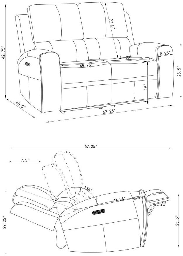 Coaster® Brickston Charcoal Power Reclining Loveseat with Power Headrest and Lumbar-2
