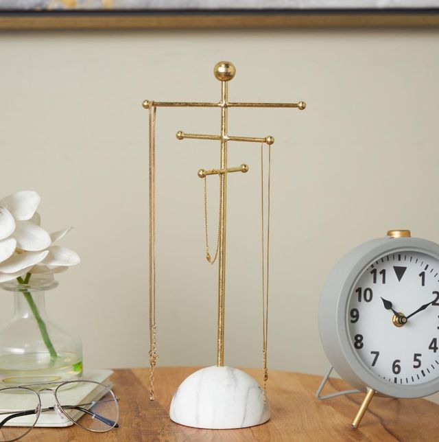 Deco Marche Gold 6-Slot Jewelry Stand with White Base-2