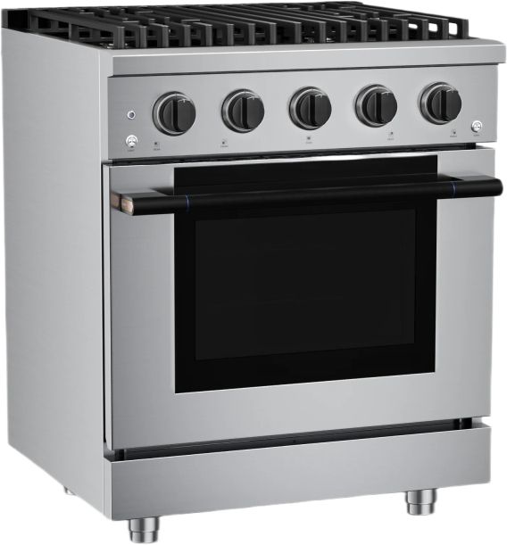 Hauslane HausPro Range 30" Stainless Steel Pro-Style Gas Range with Matte Black Knobs-3