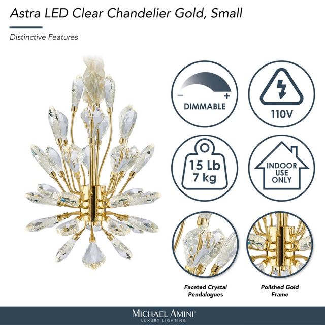 Michael Amini® Astra LED Clear/Gold Small Chandelier-3