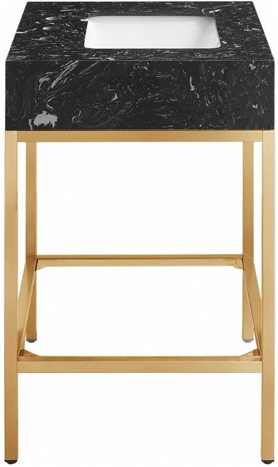Meridian Furniture Marmo Black/Brushed Brass 24" Bathroom Vanity-1