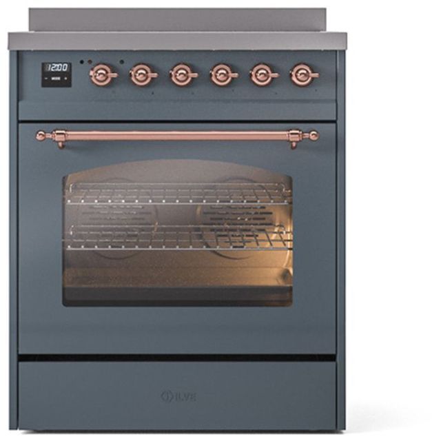Ilve® Nostalgie II Series 30" Blue Grey Pro Style Induction Range-1