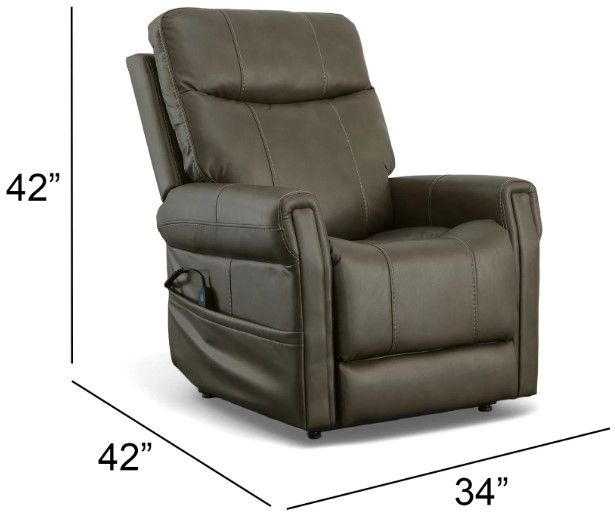 Flexsteel® Jenkins Driftwood Brown Power Lift Recliner with Power Headrest and Lumbar-2
