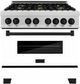 ZLINE Autograph Edition Legacy 36" Satin Stainless Steel Pro Style Dual Fuel Range with White Matte Door and Matte Black Accents-0