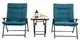 Furniture of America® Bastia 3-Piece Black/Teal Fabric/Metal Outdoor Conversation Set-0