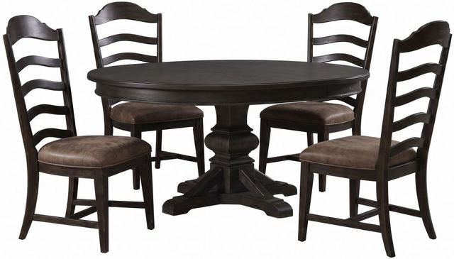 Liberty Furniture Paradise Valley 5-Piece Saddle Brown/Tobacco Pedestal Table Set-0
