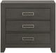 Elements International Sasha Grey 3-Drawer Nightstand with USB-1