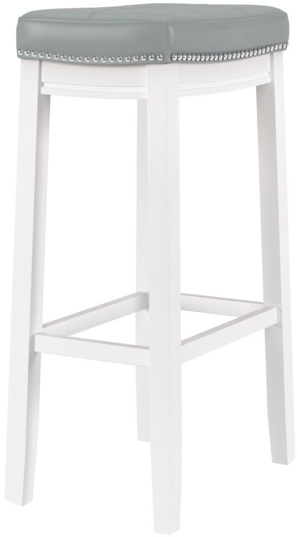 Linon Claridge Light Gray/White Bar Stool-0