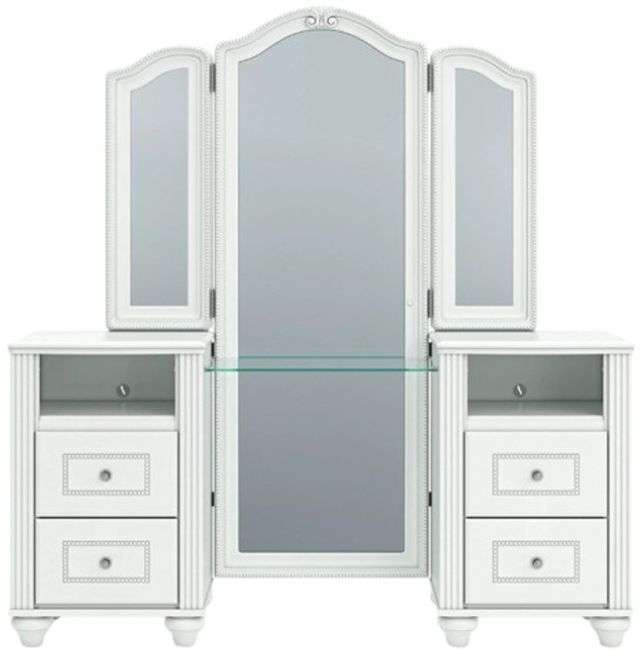 Signature Design by Ashley® Kozlani Matte White Vanity with Mirror-2