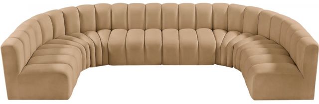 Meridian Furniture Arc 8-Piece Camel Velvet Sectional-1