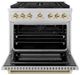 ZLINE Autograph Edition Paramount 36" Stainless Steel/Polished Gold Helix Handle Freestanding Gas Range with 6 Burner Cooktop and Convection Gas Oven-5