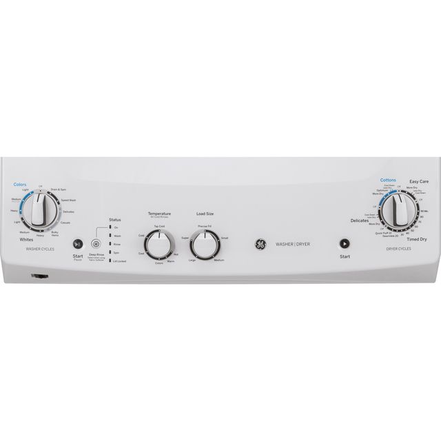 GE® Unitized Spacemaker® White Electric Laundry Center, 4.4 Cu. Ft. Washer, 5.9 Cu. Ft. Dryer-1