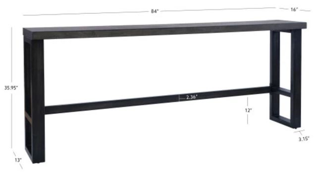 Powell® Haywood Gray Sofa Bar Table with Gunmetal Base-2