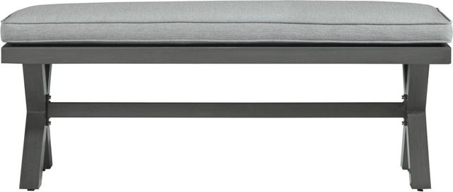 Signature Design by Ashley® Elite Park Gray Nuvella/Stainless Steel Outdoor Bench-1