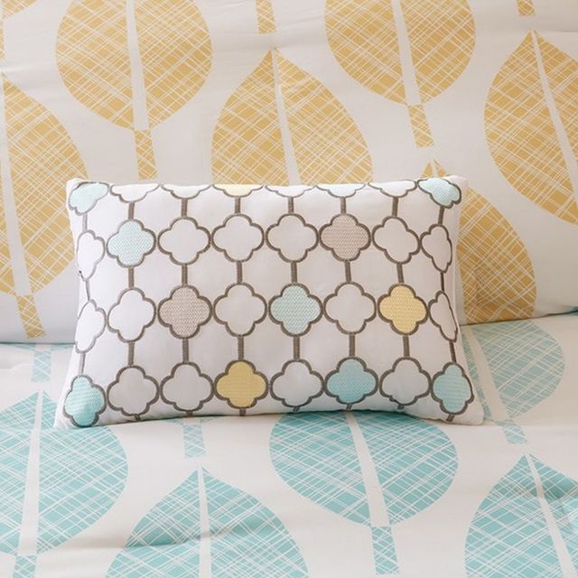 Olliix by Madison Park Essentials YellowithAqua California King Central Park Complete Comforter and Cotton Sheet Set-4