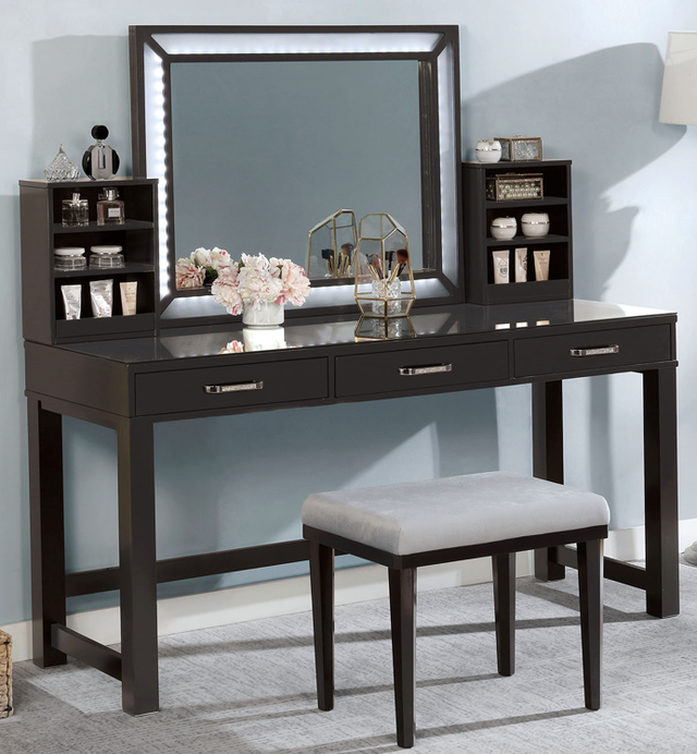 Furniture of America® Stephanie 3-Piece Obsidian Gray Vanity Set-1