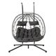 Grey Indoor Outdoor Wicker Hanging 2 Seat Egg Chair-0